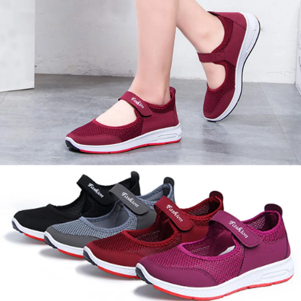 

Women Flats Shoes Women's Flat Mary Jane Female Ladies Mesh Fabric Breathable Gray Casual Comfortable Shoes sneakers women
