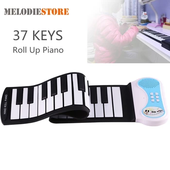

FSTE 37 Keys Silicon Flexible Hand Roll Up Piano Soft Portable Electronic Keyboard Organ Music Gift For Children Student