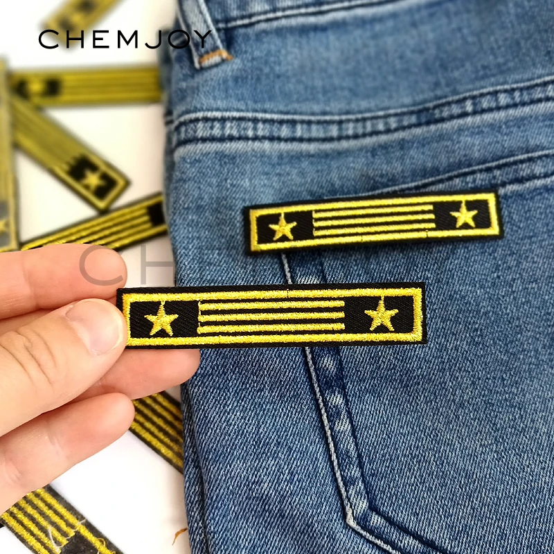 2pcs Army Rank Embroidered Patch Iron On For Men Clothes Stickers Badge 
