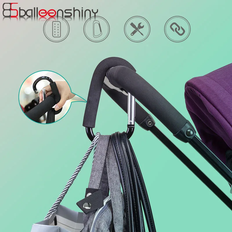 

BalleenShiny Baby Stroller Accessories Multifunction Baby Stroller Hook Shopping Pram Hook Props Hanger Metal Convenient Hooks