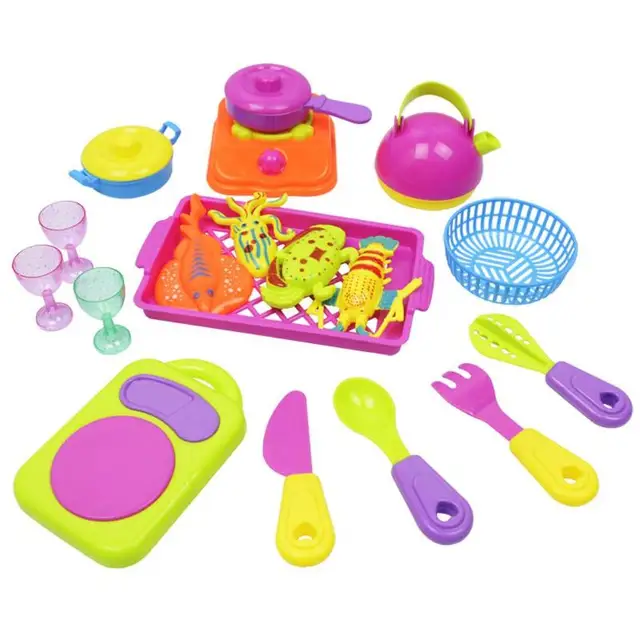 Buy 18pcs Kitchen Toy Set Plastic Cooking Food Pretend Play Kid Education Toys