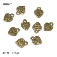37 шт. 12x10 мм антикварные бронзовые металлические подвеска в форме сердца dly ювелирные изделия кулон сделано с love тег для DIY свадебные ювелирные украшения фитинг - изображение