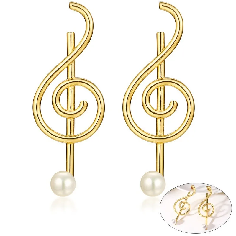 Trendy Musical Note Dangle Earrings for Women Girl Party Ceremony Jewelry Elegant Imitation Pearl Long Earring Femme Bijoux | Украшения и