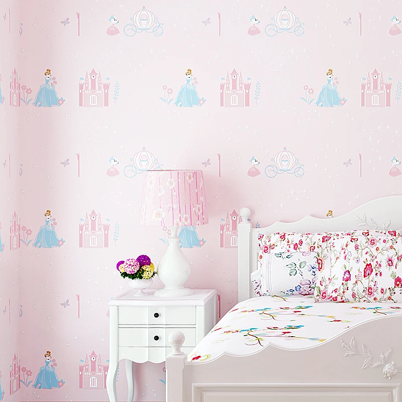 Blue Pink Princess Room Non woven Wallpaper 3d Bedroom Wallpaper Girl Cute  Cartoon Background Wall Papaer For Kids Room|Giấy dán tường| - AliExpress