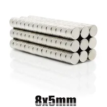 50 шт. 8x5 мм сильные круглые цилиндрические магниты 8x5 мм Редкоземельные неодимовые N35 мощный постоянный магнит круглый магнит 8*5 мм