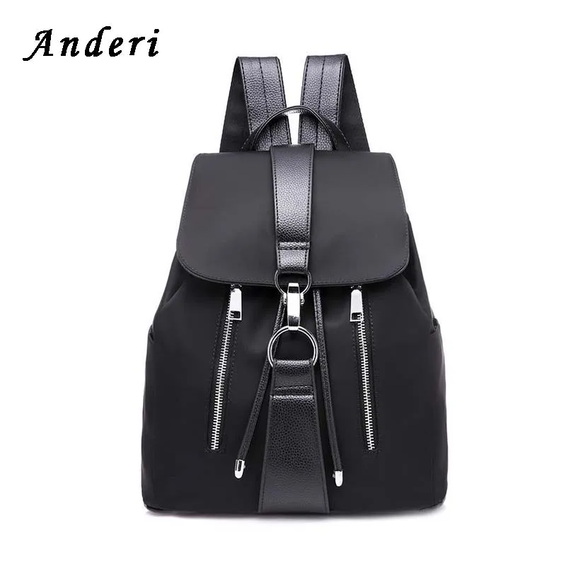 

Women Black Highstreet Modern Lady Metal Ring Detail Zipper PU leather Backpack 2018 Fashion Streetwear Backpacks Travel bag