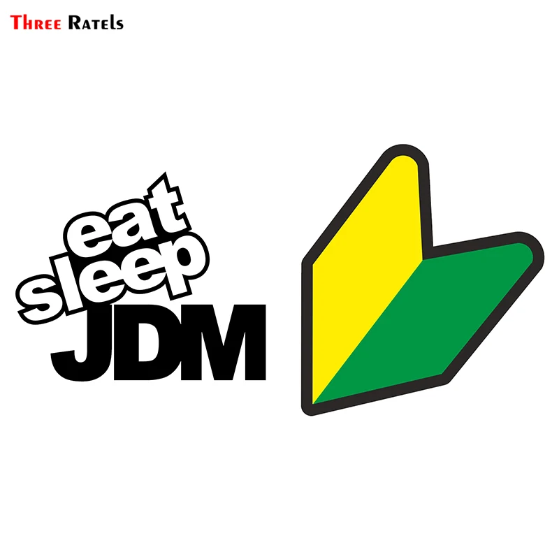 

Three Ratels TRL681# 15x8cm colorful car sticker eat sleep JDM removable funny car stickers and decals styling