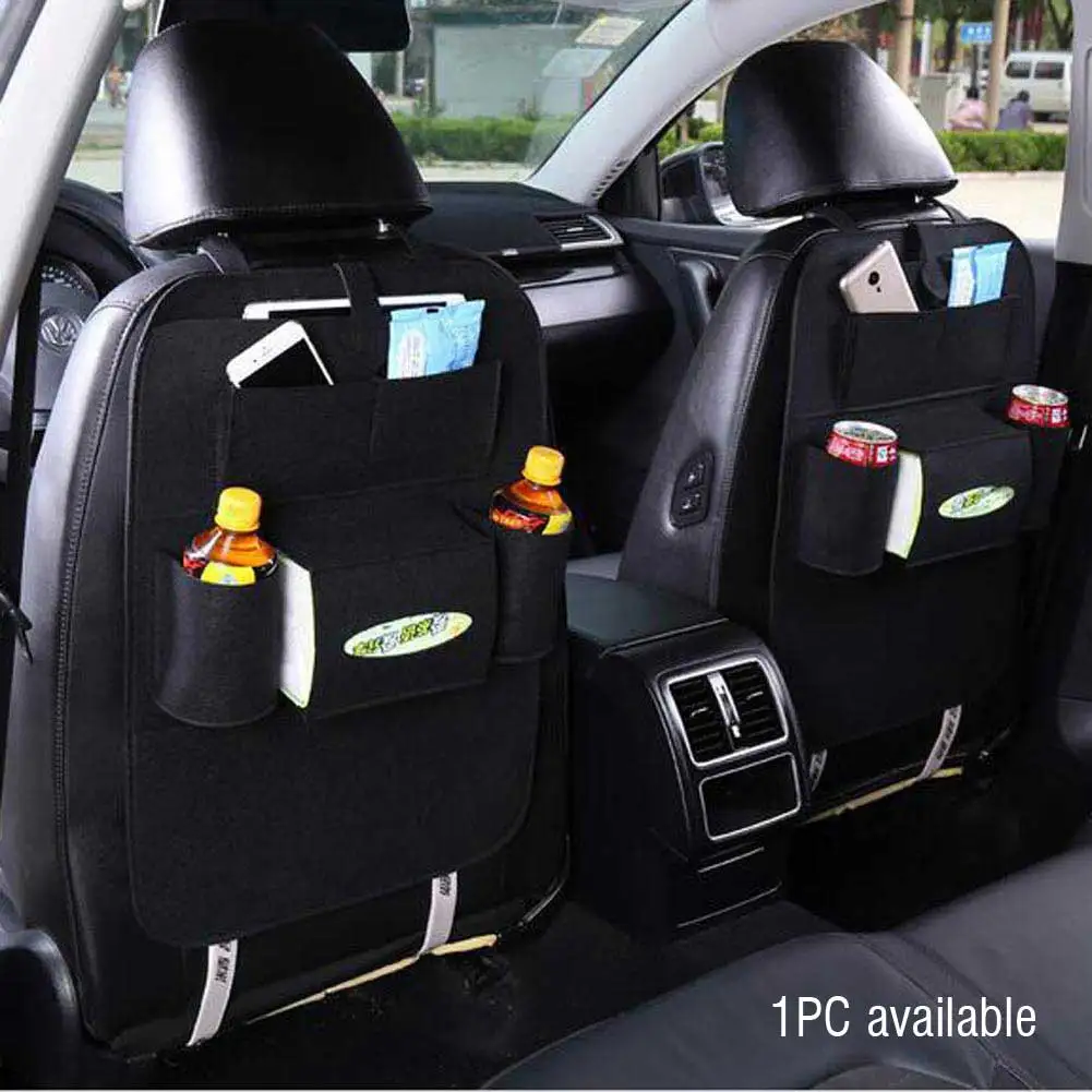 Car Seat back storage bag With adhesive strap and seat fixing belt phone drink magazine Multi pocke Travel Storage Holder bag