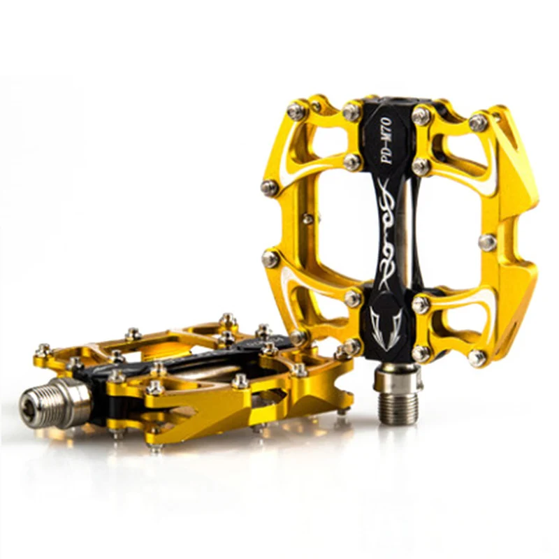 

PROMEND Mountain Bike Bicycle Pedal MTB Flat Adjustable nails Pedals Aluminum Alloy 3 Ball Bearings Ultralight Bicycle yellow