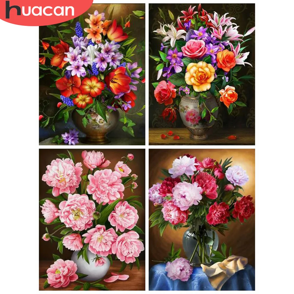 

HUACAN Diamond Mosaic Flower 5d Diamond Painting Kit Full Square Diamond Embroidery Sale Rhinestone Picture DropShip