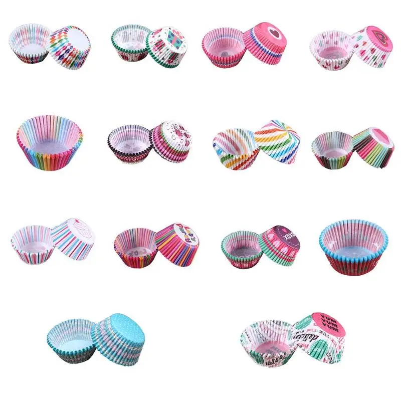 

100pcs Printed Muffins Cake Paper Cups Cases Cupcake Wrappers Baking Decor