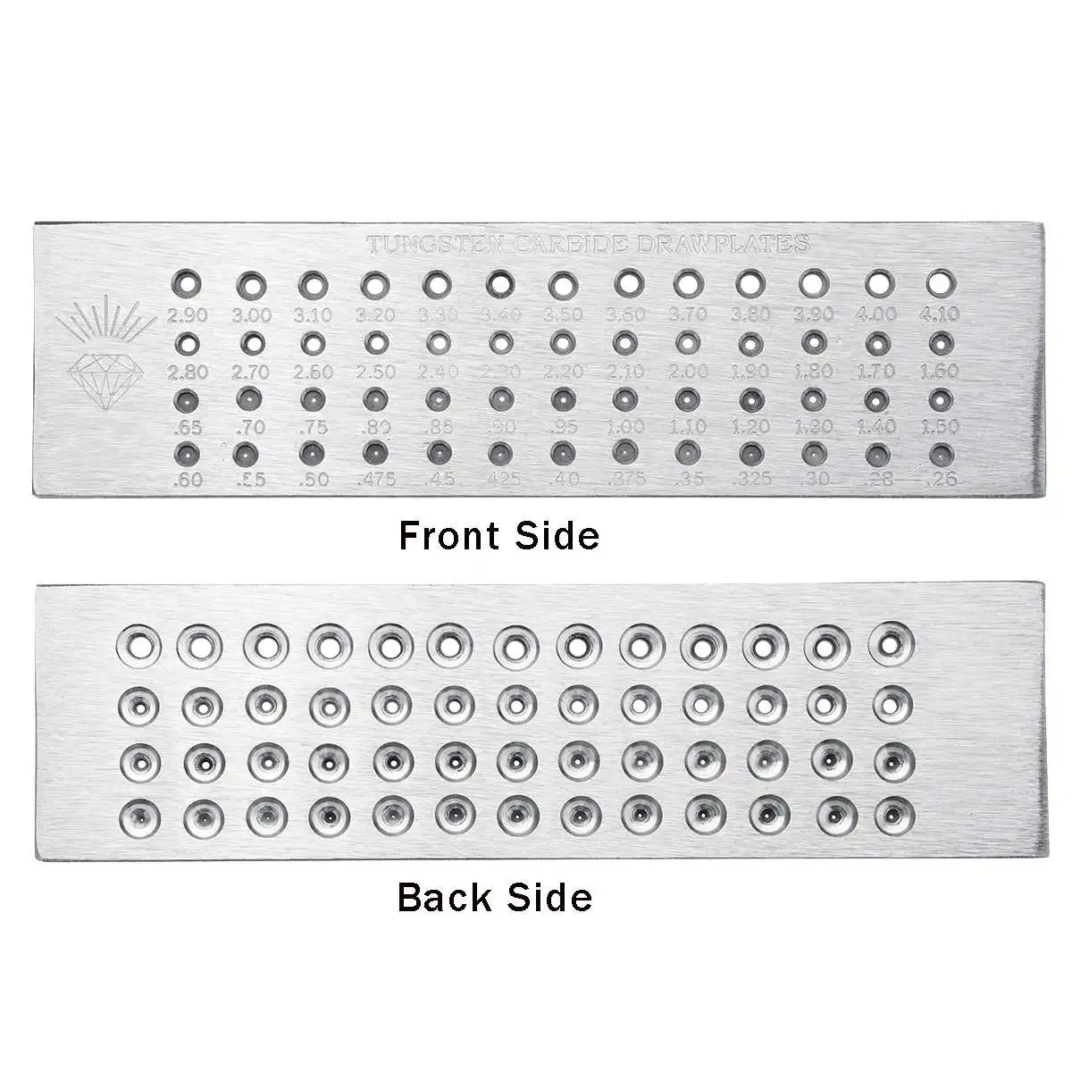 Карбид вольфрама стали Drawplates 52 круглых отверстий 0,26-4,10 мм проводка Draw Plate 20x5,5x0,5 см ювелирные инструменты и оборудование