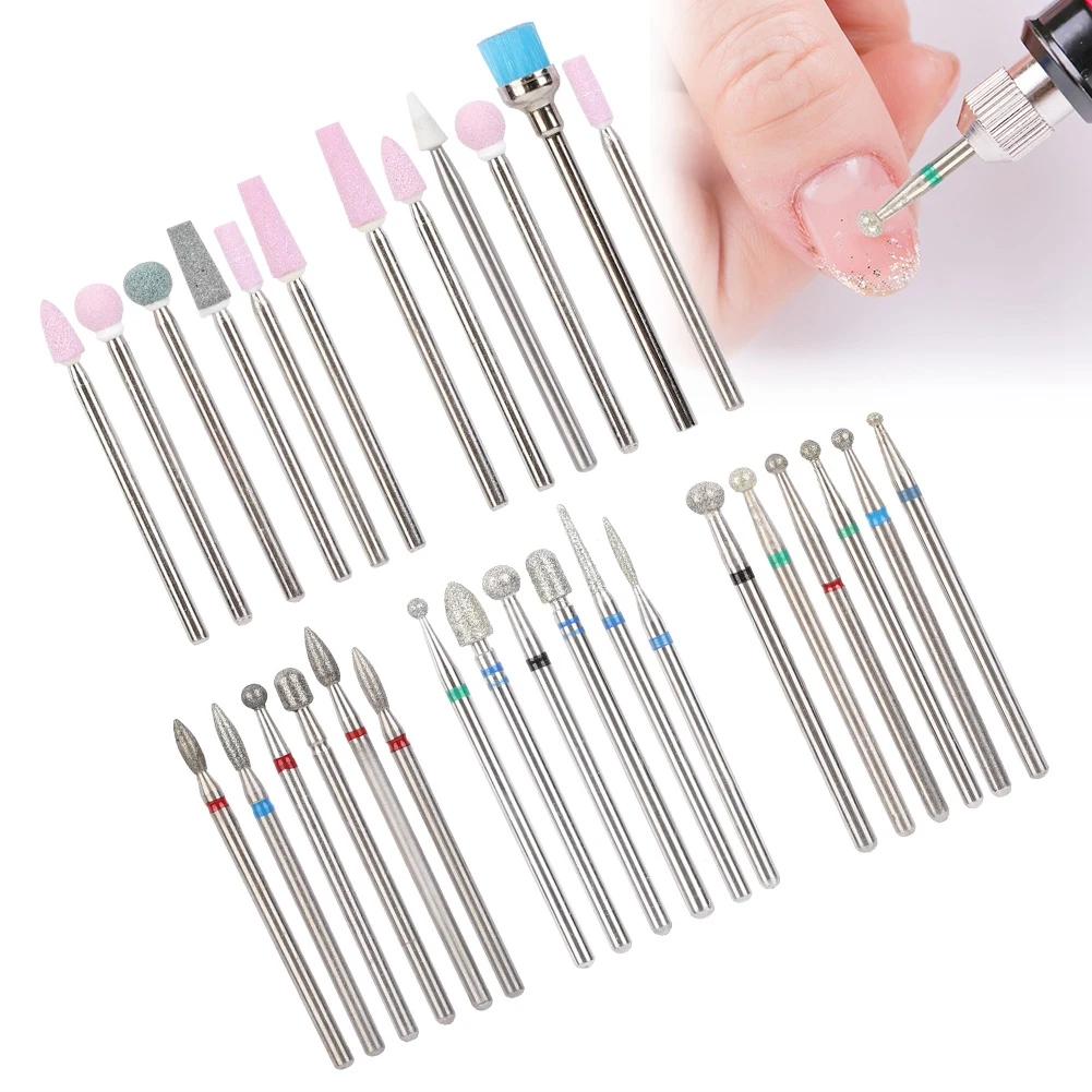 

5 Types 6pcs/pack Stainless Steel Nail Art Drill Bit Kit Nail Drill Accessories Manicure for nail drill