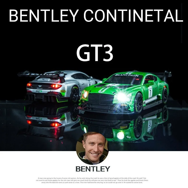 Goede 132 Continetal GT3 Racing Auto Legering Modellen Diecast Groen Miniatuur Voertuig Speedway Sport Auto Model Speelgoed Voor Kinderen