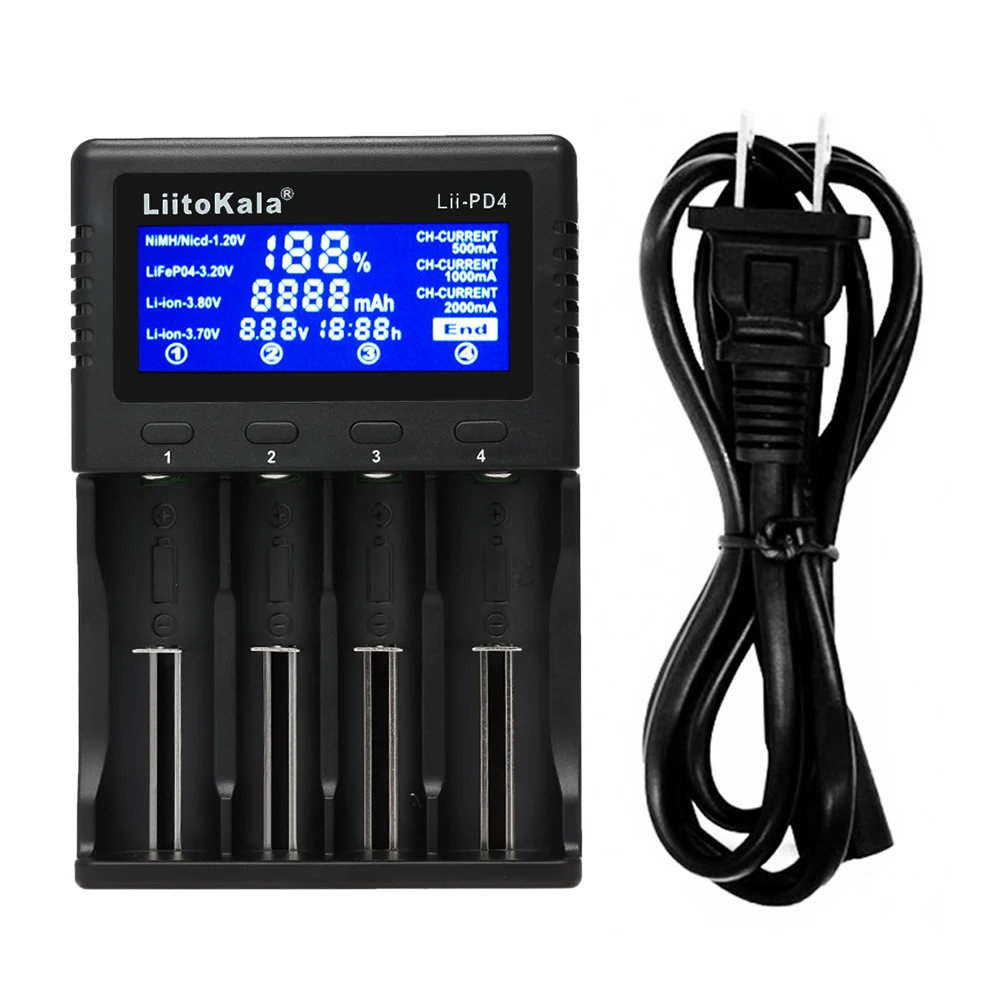 LiitoKala Lii PD4 зарядное устройство ЖК дисплей для 18650 26650 21700 18350 AA AAA 3 7 V/3 2 V/1 5 V литий