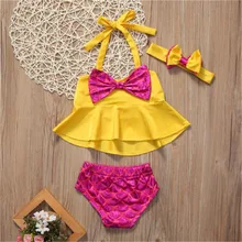 Модный, Повседневный, тонкий, с принтом, милый, для маленьких девочек, танкини, комплект бикини, купальник, купальный костюм, пляжная одежда