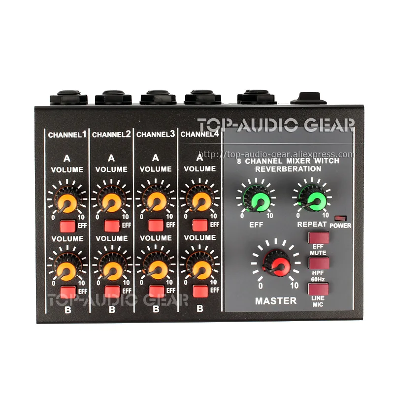 

Portable 8 Channels Guitar Bass Piano Areophone Synthesizer Keyboard Musical Instrument Mixing Console Audio Mixer Mic Combiner