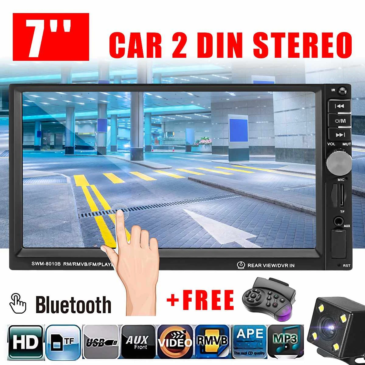 

7 inch 2 Din Bluetooth Car Radio HD MP5 DVD Player Digital Multimedia USB/AUX/FM Autoradio + Backup Monitor Rearview Camera