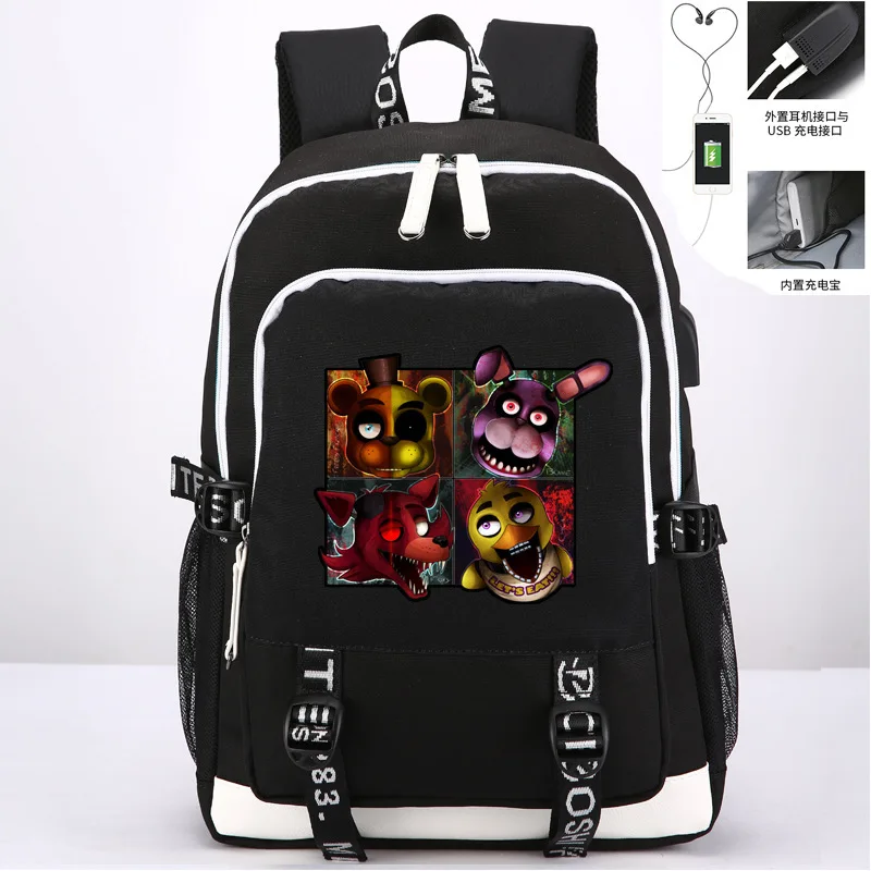 

Anime Game Five Nights at Freddy's Laptop USB Backpack Kids Teens Student School Bags Bookbag Unisex Shoulder Travel Bags Gift
