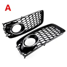 Nero/Argento Cromato 1 Pair Dell’automobile Della Luce di Nebbia Copertura Della Lampada di Maglia A Nido D’ape Esagonale Griglia Anteriore Griglia Per Audi A5 s-Line/S5 B8 RS5 2008-2012