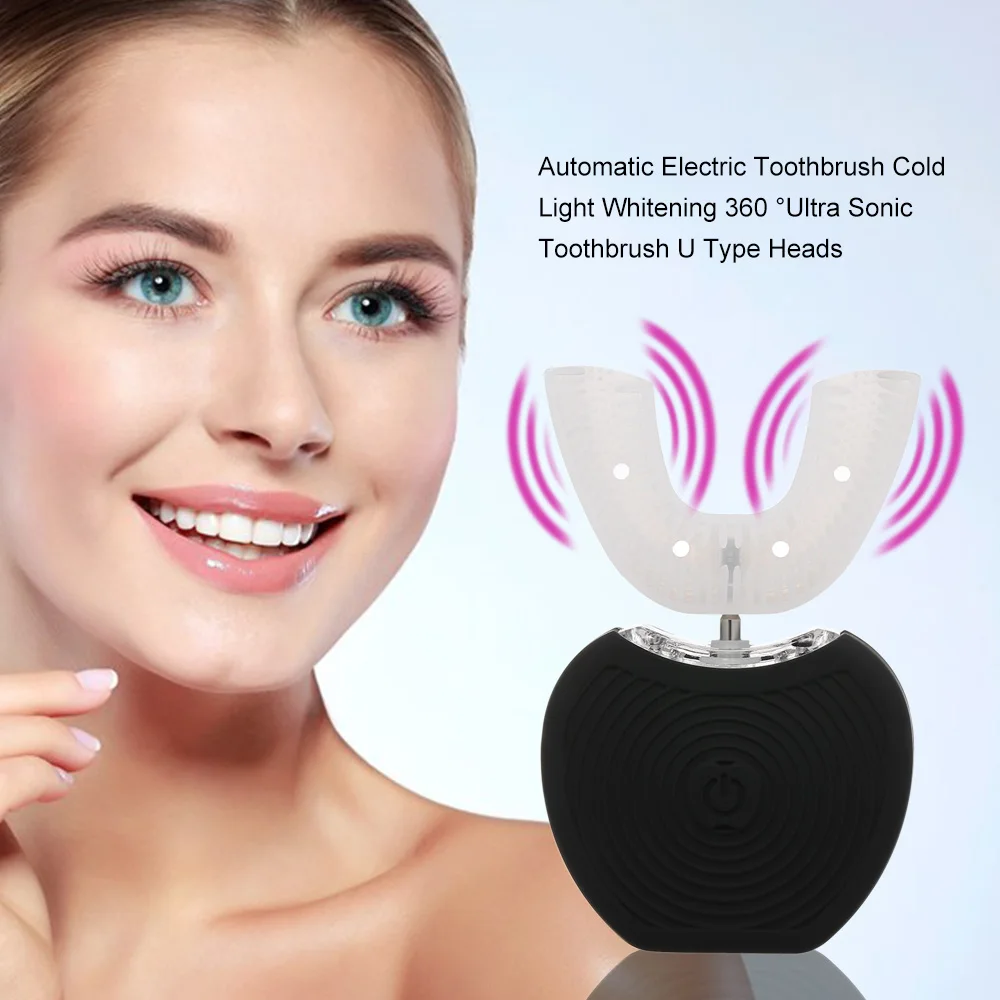 

360 Degrees Sonic Automatic Electric Toothbrush USB Rechargeable Intelligent Ultrasonic Silicon Toothbrush 4 Modes U Type Timer