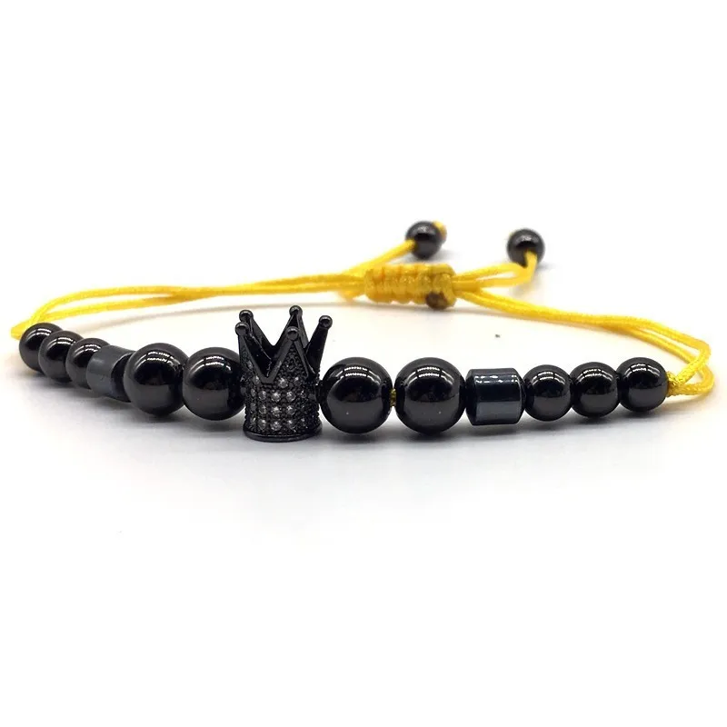 

New Fashion Simple Crown Men Bracelet 2019 Classic Adjustable Handmade Weave Beads Bracelet For Men Jewelry Gift