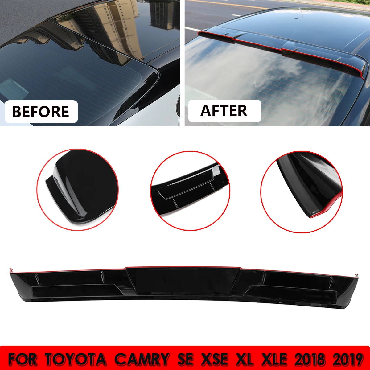 Car Black Rear Roof Spoiler Top Wing Lip W/3 Meters Glue ABS Plastic