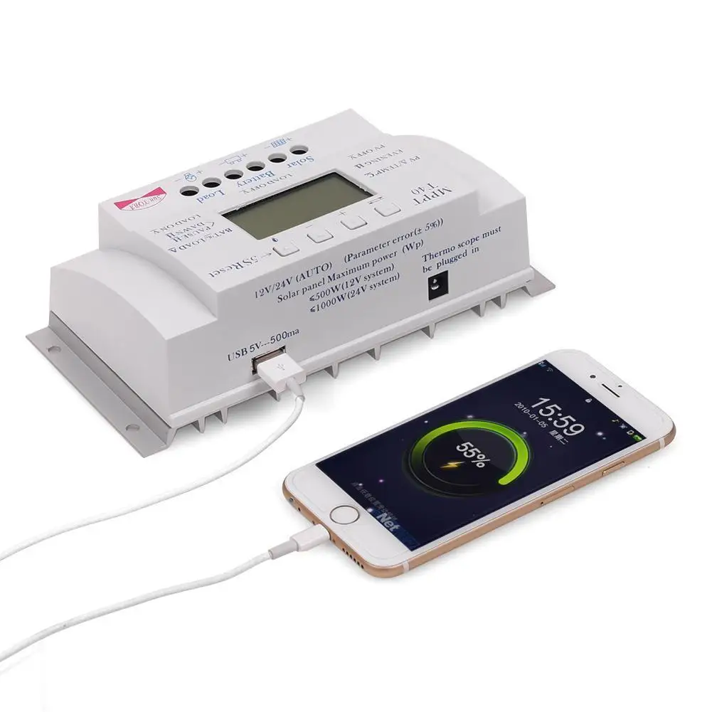 

LCD Three-time Solar Charge Controller with 5V USB LCD Display Automatic temperature compensation function