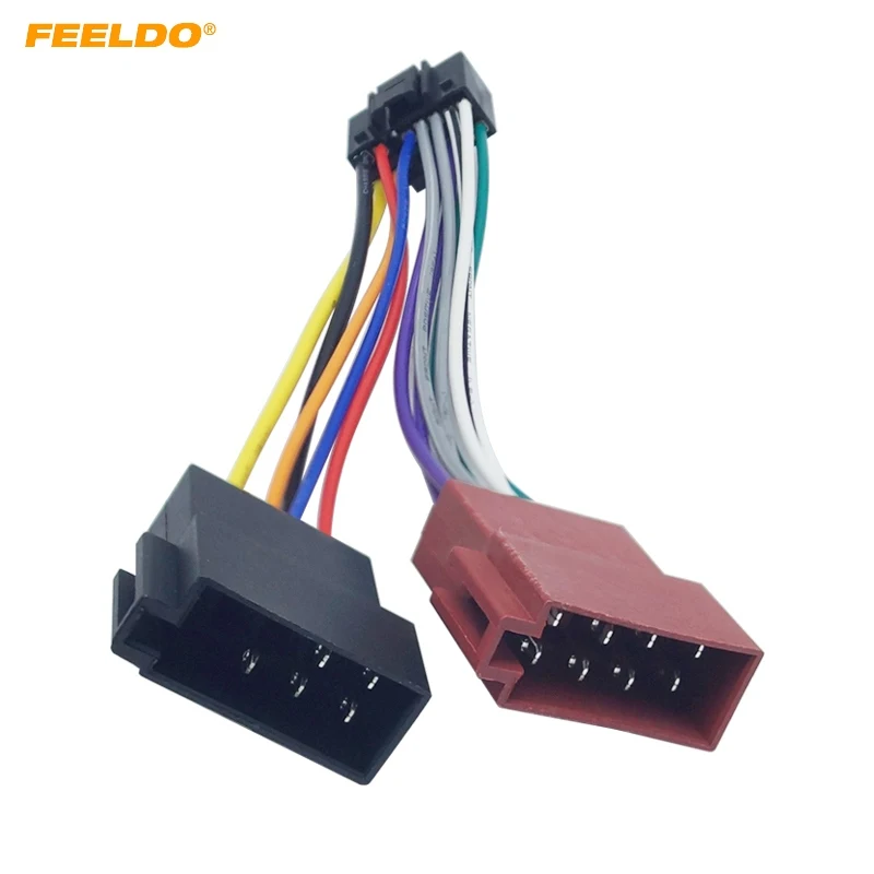 Дешевый FEELDO стерео радио 16 Pin PI100 ISO адаптер электропроводки для keywood 2003 на аудио 2 динамик провода Соединительный кабель