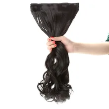 24 ''60 см длинные нарощенные кудрявые волосы Для женщин развевающиеся волосы 5 заколки для волос расширения