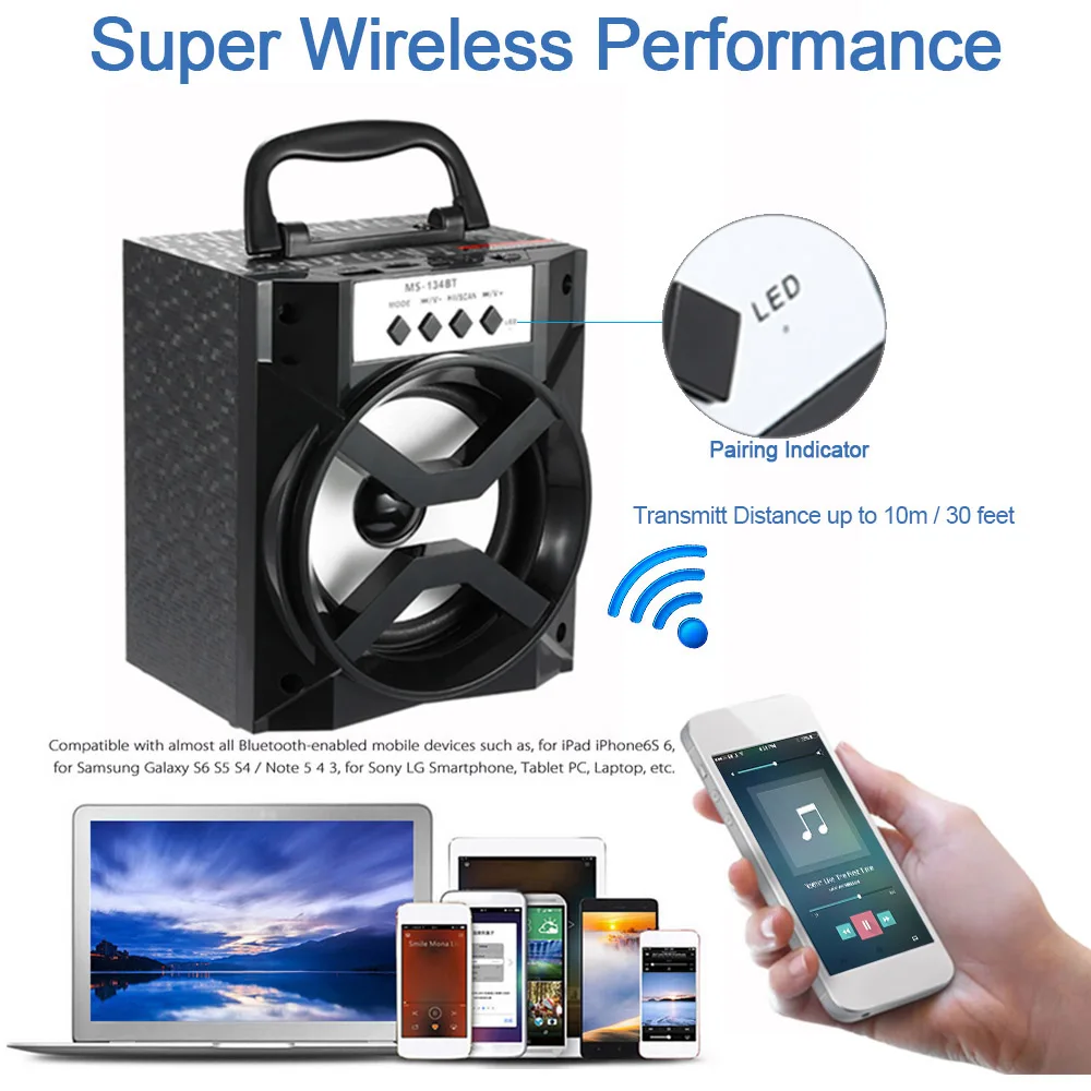 Беспроводная Bluetooth Колонка docooler 8 Вт USB 3 5 мм FM радио|Портативные колонки| |