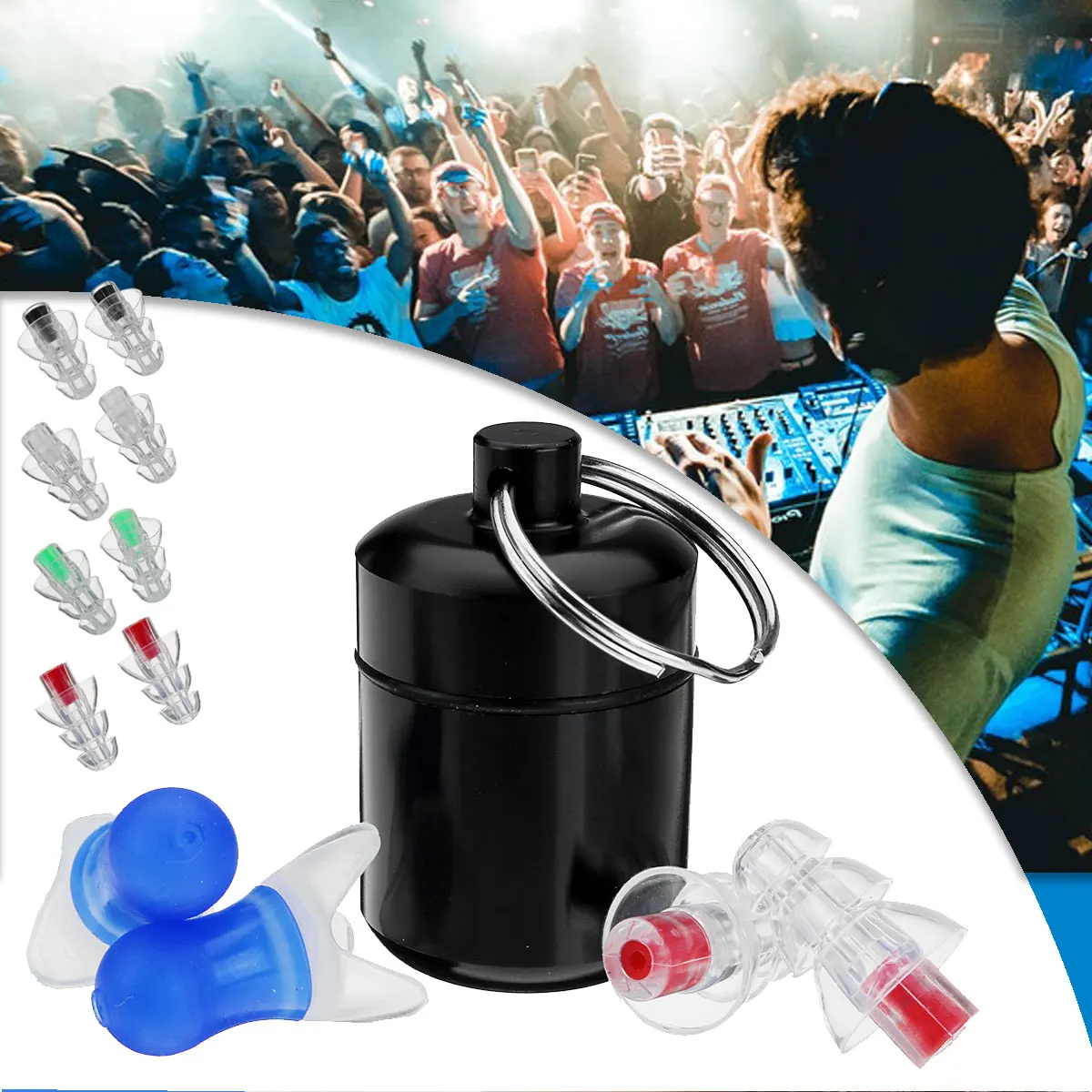 

Safurance 2Pcs Noise Cancelling Earplugs Hearing Protection Reusable Silicone Ear Plugs For Sleep Bar whit Bottle