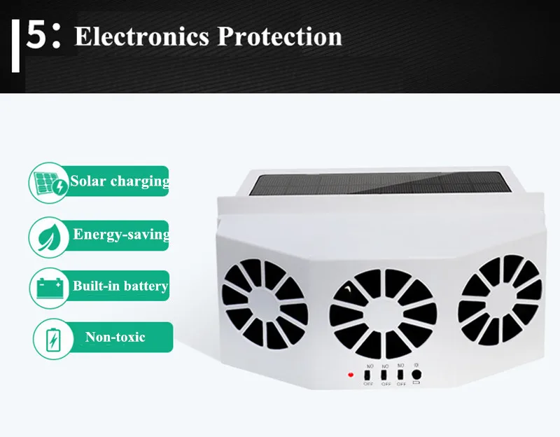 3 охлаждающий автомобильный вентилятор на солнечных батареях, вентилятор для охлаждения энергии, вытяжной вентилятор, портативный энергосберегающий вентилятор 3-го поколения для автомобильного окна