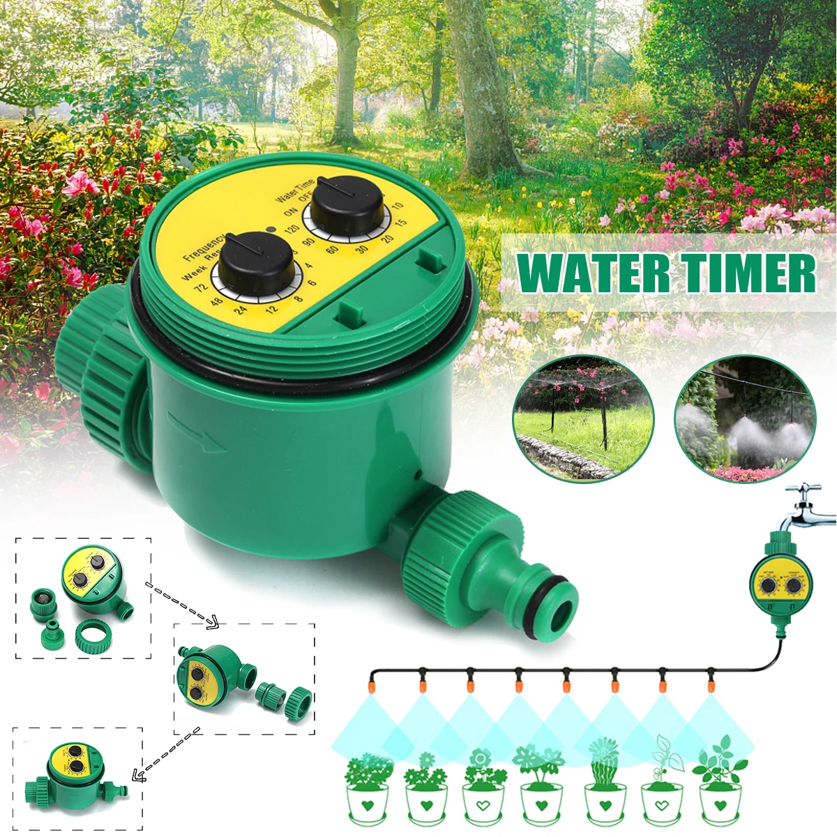 

Water Timer Irrigation Automatic Two Dial Home Garden Watering Programs Controller Sprinkle Device System Garden Supplies
