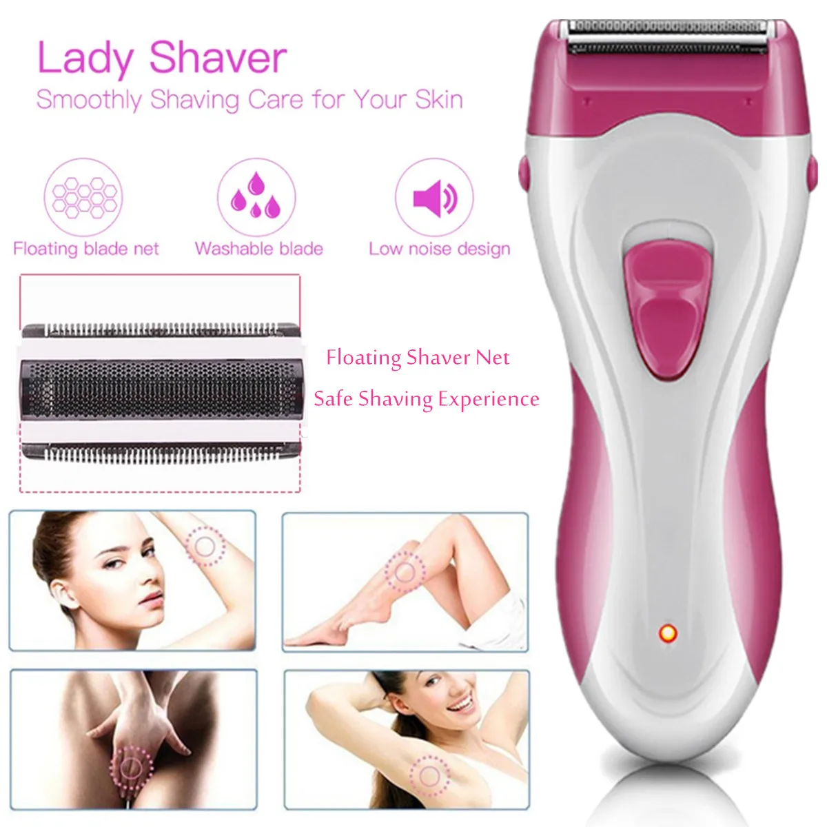

for Bikini Body Underar Waterproof Rechargeable Electric Full Body Hair Removal Epilator Detachable Head Depilatory Kit Painless