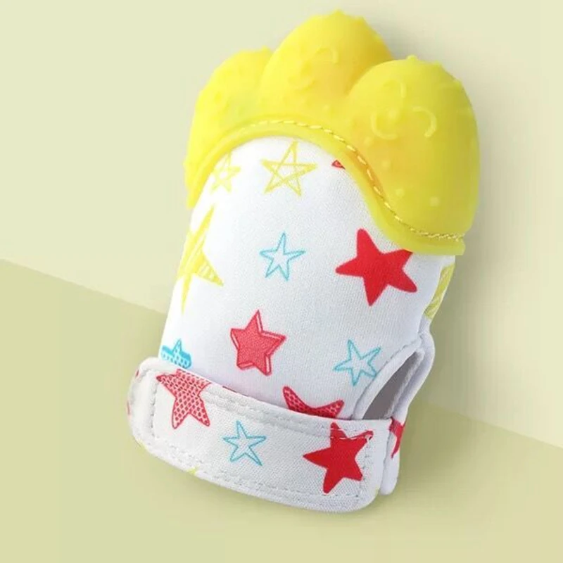 

Baby Cartoon Teether Silicone Mitts Teething Mitten Glove Candy Wrapper Sound Toy Gifts Cute