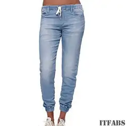 Для женщин Высокая талия рваные Эластичные зауженные джинсы-Карандаш Джинсовые штаны леди Джеггинсы мотобрюки