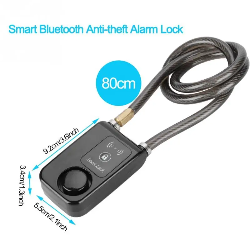 80 см Smart Keyless Bluetooth Lock waterproof 110dB Wire Rope anti-theft Alarm велосипедный замок