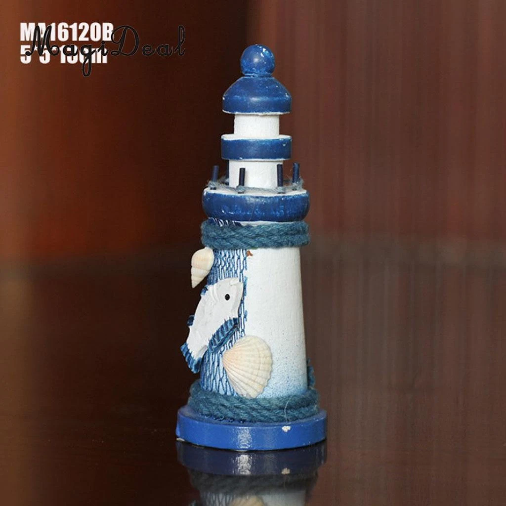 Wood Blue Nautical Seaside Sea Tower Watchtower Lighthouse Ornament Home Dec Wood Blue Nautical Seaside Sea Tower Watchtower Lighthouse Ornament Home Dec