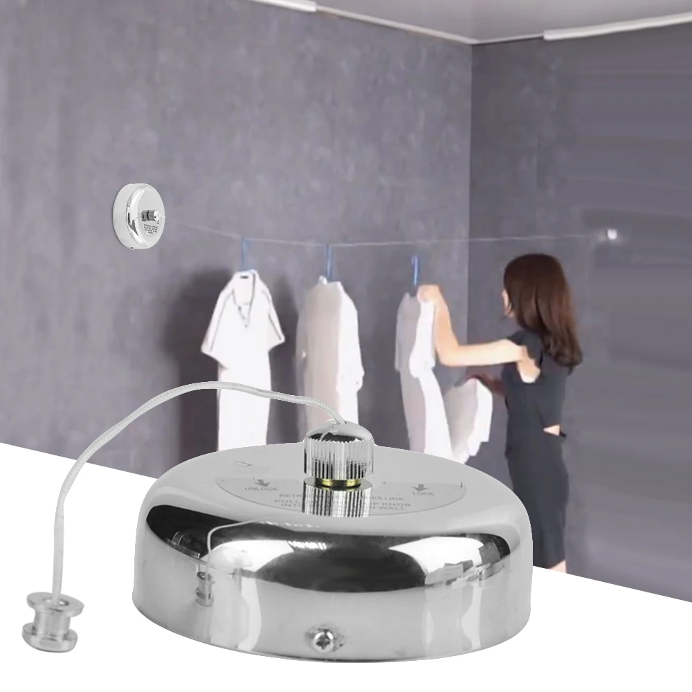 Portable Clothesline Clothes Hanger Retractable Stainless Steel Line