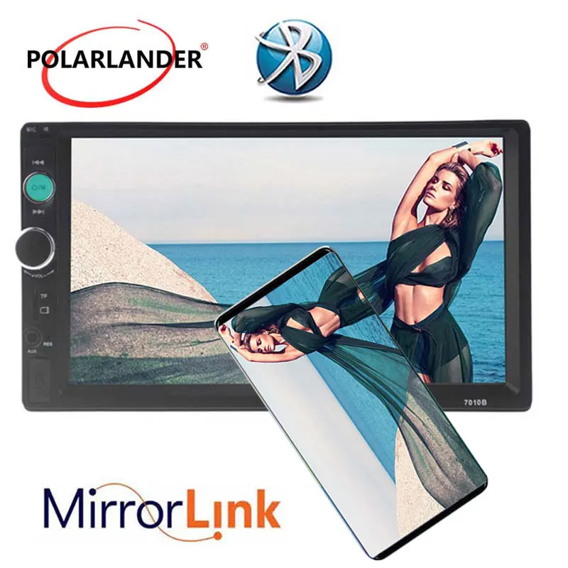 Автомагнитола Mirror Link MP5-плеер с 7-дюймовым сенсорным экраном 2 Din Bluetooth USB/TF/FM/Aux
