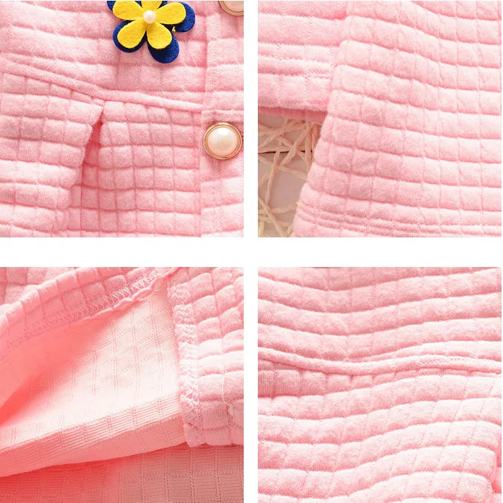 Spring Autumn Baby Grils Clothes Children Cotton Flower Jacket Stripe Pants 2Pcs/Sets Fashion Newborn Clothing Toddler Tracksuit