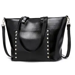 Заклепки Для женщин сумки 2019 большой Ёмкость из искусственной кожи женская сумка через плечо роскошные дизайнерские женские большая сумка