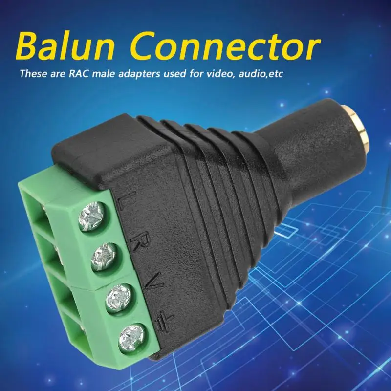 

5Pcs/Lot Terminal Connector 4 Pole Female Plug to AV Balun Screw Terminal Vedio Audio Adapter Connector New