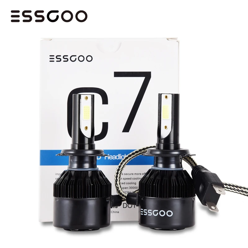 Essgoo C7 автомобильный H7 светодиодный H4 H1 H11 фара 72 Вт 9000LM 6000 К лампочки IP68 12 в 24 В CSP