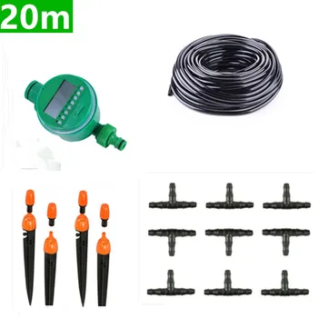 

20m Misting Sprinkler Dripper With Water Timer Diy Micro Drip Irrigation Plant Self Watering Garden Water Irrigation Kits Bb07