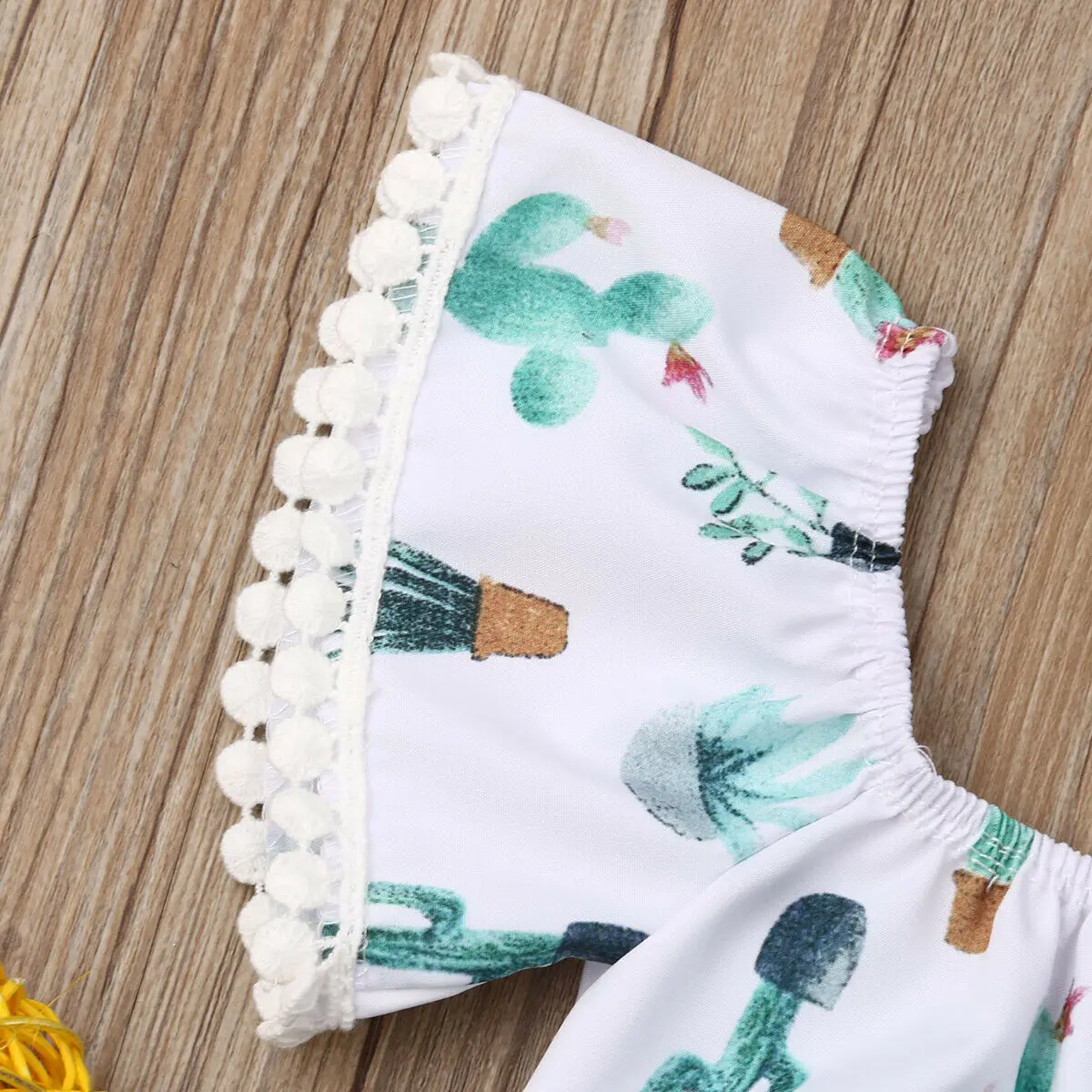 2019 أحدث عارضة الوليد طفلة الملابس كيد قبالة الكتف تحلق كم الصبار الجسم رومبير بذلة Sunsuit مجموعة عصابات رأس