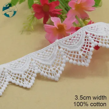 

3yards 3.5cm white 100% cotton embroidery lace french lace ribbon fabric guipure diy trims warp knitting sewing Accessories#3806