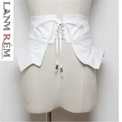 LANMREM 2019 Новый Модный Универсальный несимметричный пояс с завязками, черный, белый цвет, женские тканевые аксессуары YE901