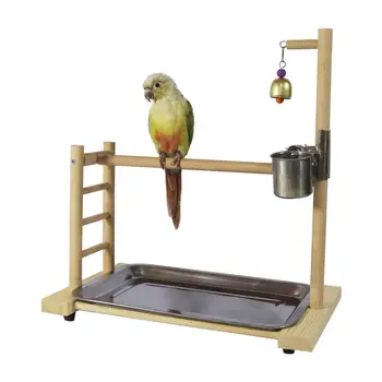 Birdcage Stands Parrot Play Gym Wood Conure Playground Bird Cage Stands Accessories Birdhouse Decor Table Top PlayStand 2